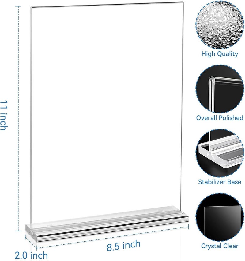 EHWINE 6 Pack Acrylic Sign Holders - 8.5 x 11, Double-Sided Stand Up Table Top Sign Holders, Clear Acrylic Picture Frame Menu Flyer Paper Display Stand for Office Business Store Wedding Party - Image 4